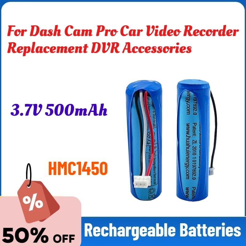 HMC1450 70mai 3.7V 500mAh Battery for Dash Cam Pro, Video Recorder for Auto, Replacement DVR Accessories