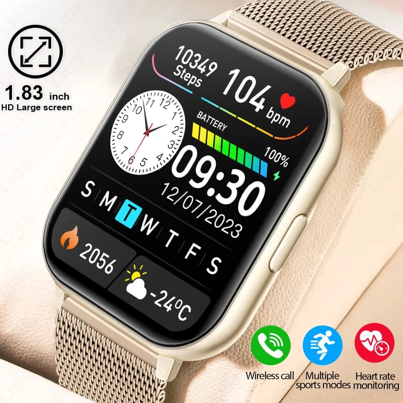 FOXBOX 2026 Smartwatch da Donna 1.83' con Chiamata Bluetooth, Monitoraggio Frequenza Cardiaca e Ossigeno nel Sangue, Impermeabile, Smartwatch da Uomo per Android e iOS
