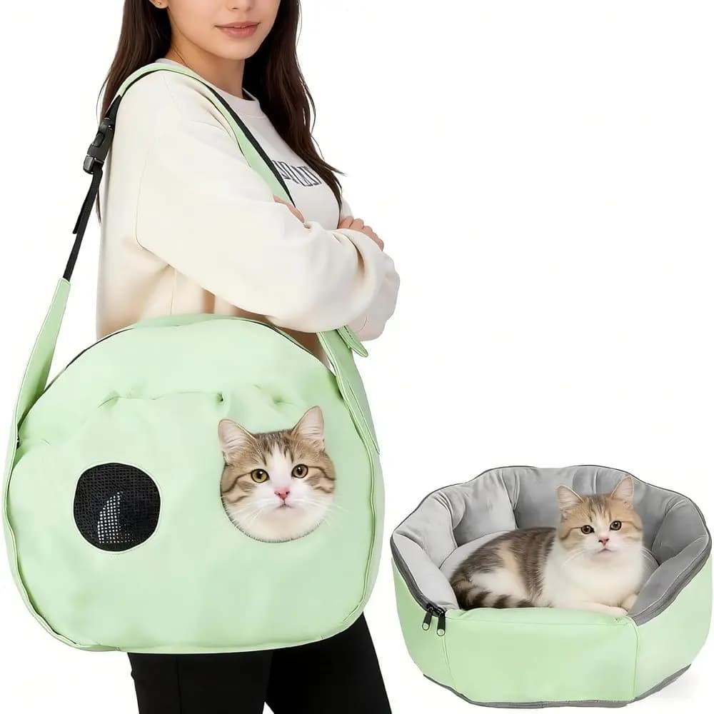 Trasportino e Cuccia Convertibile per Animali Domestici con Rete Traspirante, Cinghia Regolabile per Viaggi e Casa, Fino a 10 kg