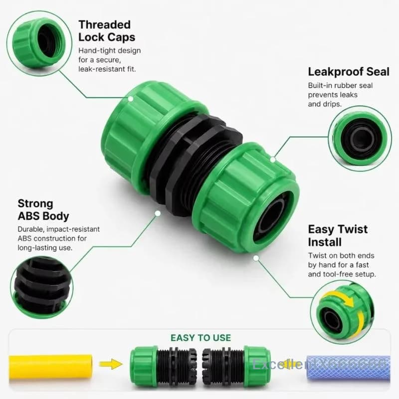 5 Pcs Hose Connector Quick Connect Kit Irrigation Repair Accessories Water Pipe Extension Garden Drip Irrigation Part