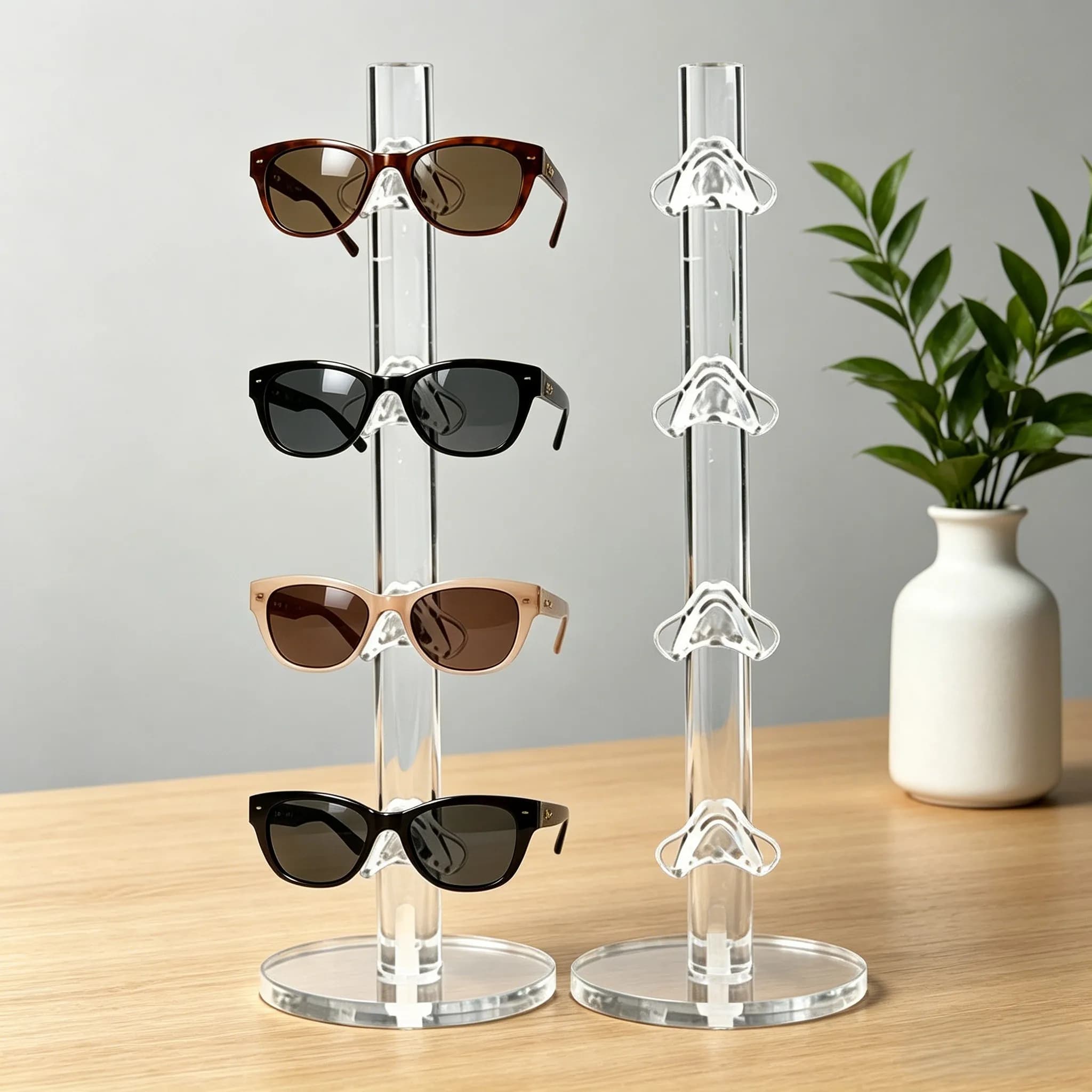 Acrylic Glasses Holder Vertical Sunglasses Organizer Stand Space-Saving Eyewear Display Rack For Home DeskStore Display Rack