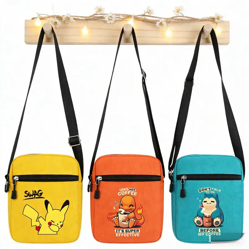 Women's Handbag Pikachu Gengar Charizard, Handbag for Students, Phone Door, Simple Shopper, Messenger Bag for Girls