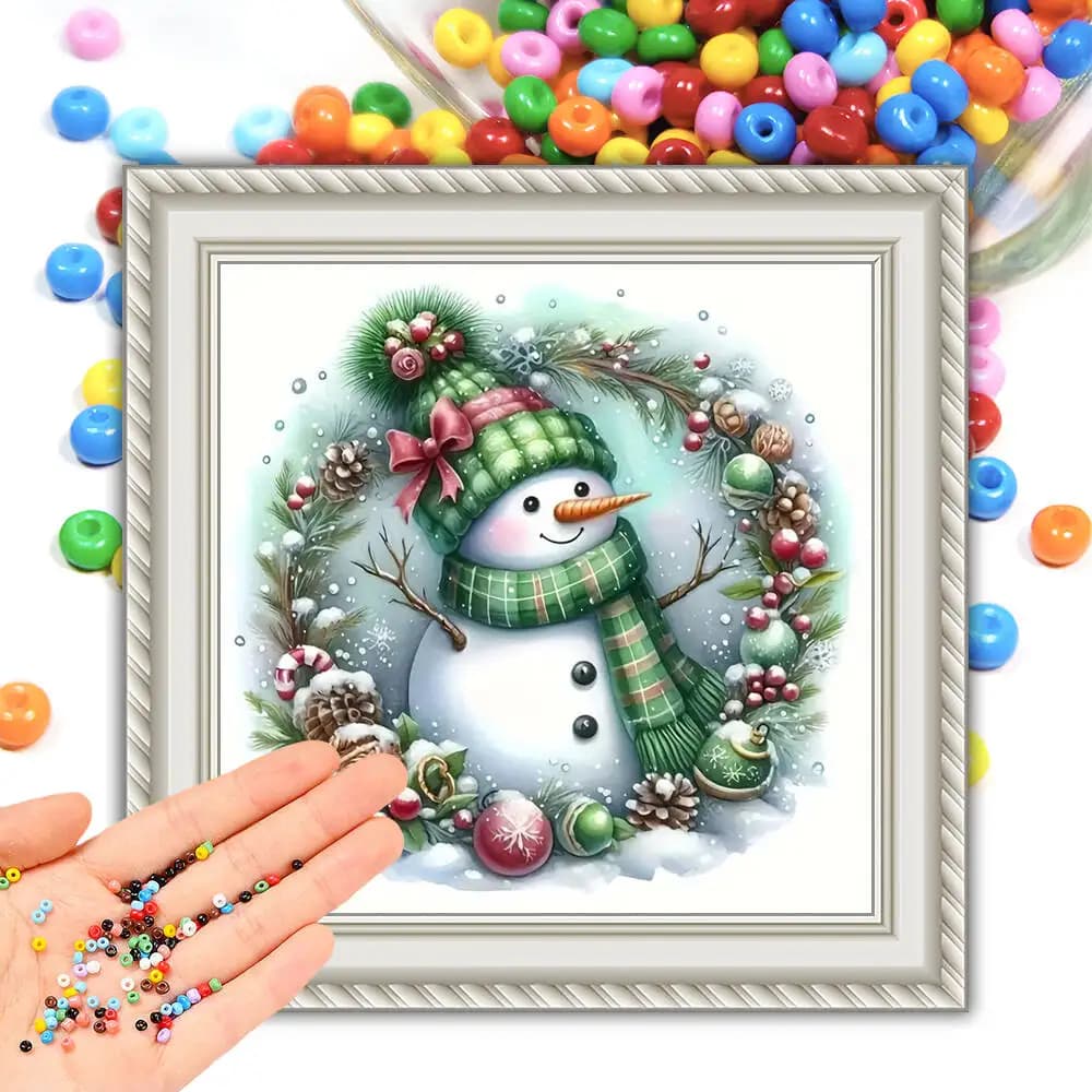 Beads Embroidery Sets Snowman DIY 11CT Printed Canvas Cross Stitch Kit Winter Snow Sewing Crafts Christmas Decorations For Home