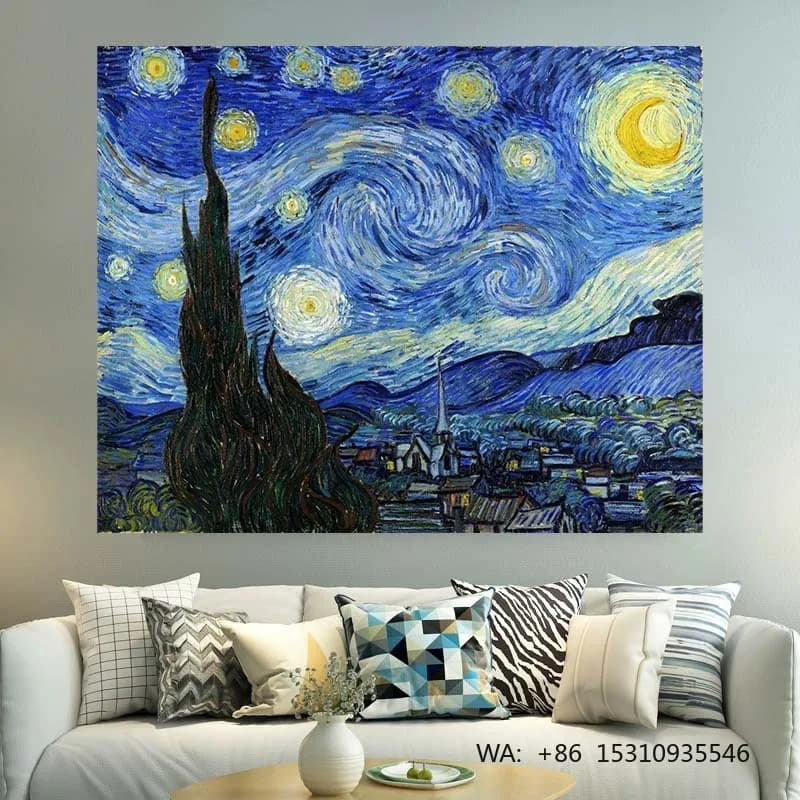 ZHUOHAO DIY Diamond Painting 40x50 Full Diamond Van Gogh Starry Night Gradient Special Shaped Rectangle Customizable
