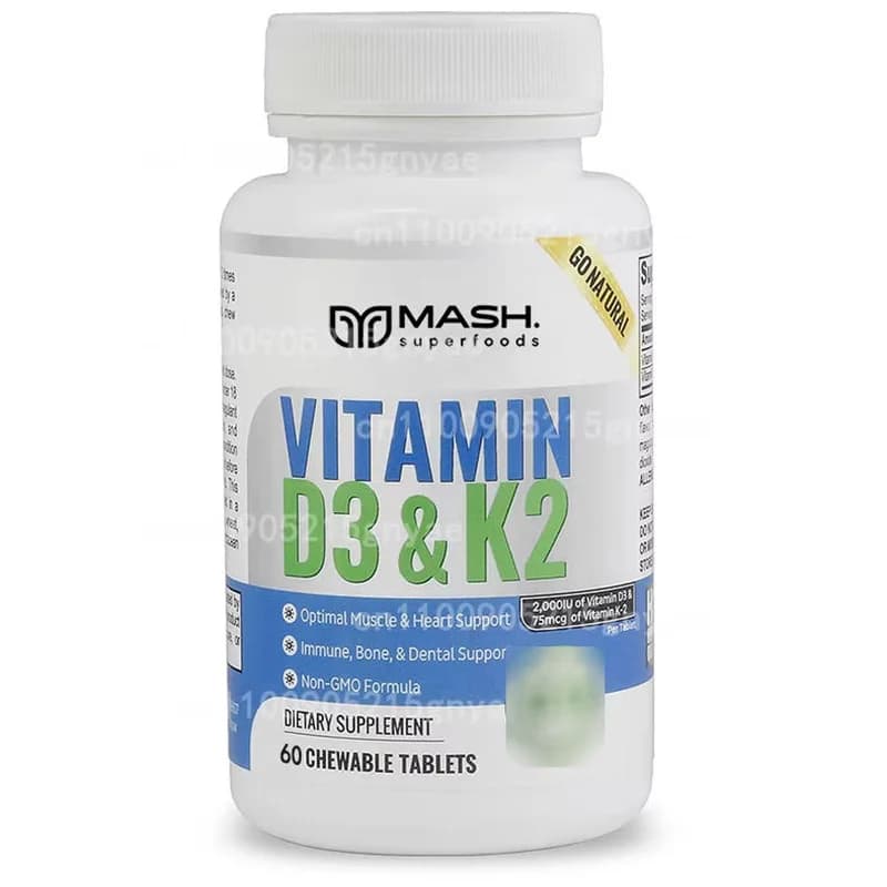 Vitamin supplement K2+D3- A containing black pepper extract Bioperine and calcium for the support of bone and heart health -60 capsules
