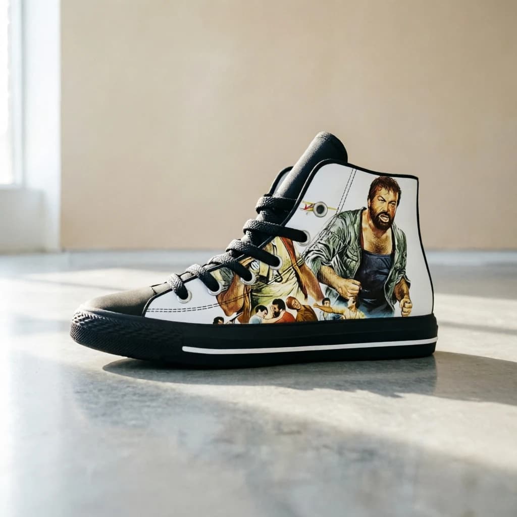 Scarpe alte in tela Bud Spencer per uomo e donna, sneakers alte streetwear con supporto imbottito per la caviglia, calzature casual comode