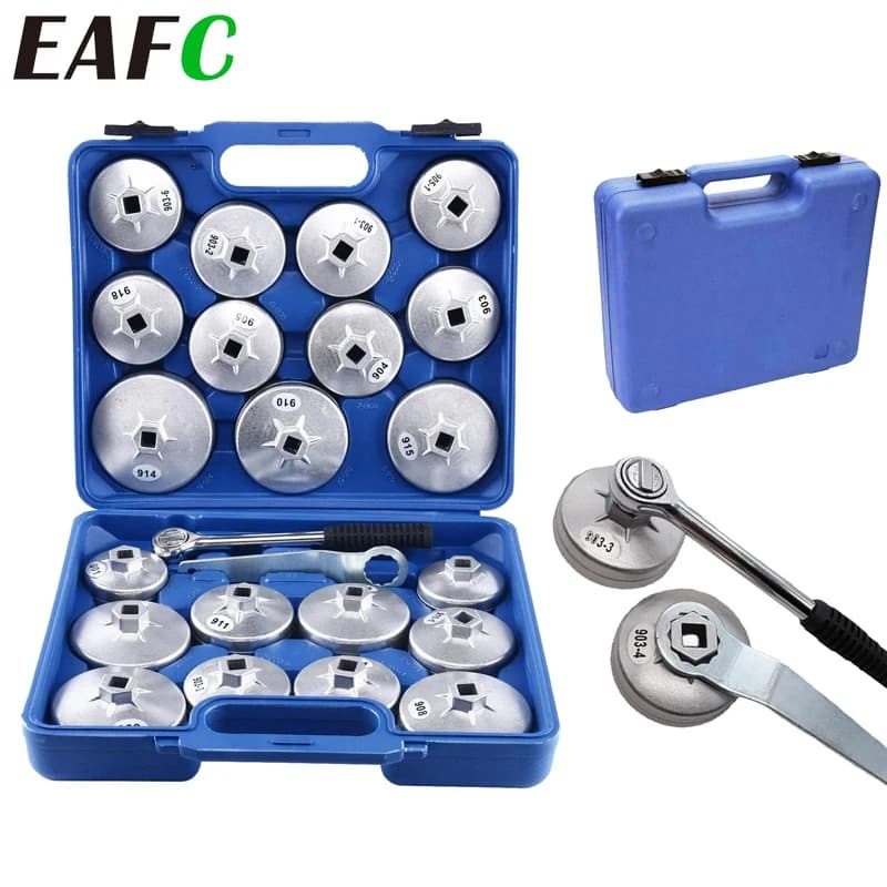 EAFC 23 Pz/set Auto Tappo Filtro Olio Rimozione Chiave Socket Set 1/2 "12.5mm Chiave A Cricchetto Mano Auto Con Custodia Auto strumento di rimozione