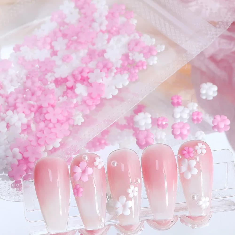 Decorazioni per Unghie a Forma di Fiore a Cinque Petali, Accessori per Manicure Fai-da-Te, Decorazioni Floreali in Resina Viola