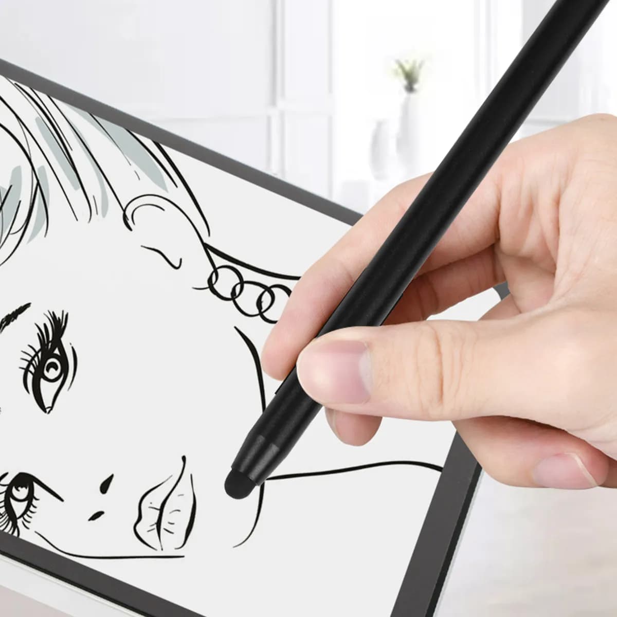 Penna stilo ergonomica sottile da 2 pezzi per disegnare, giocare, inviare e-mail, prendere appunti, documenti, telefoni, tablet, touch screen