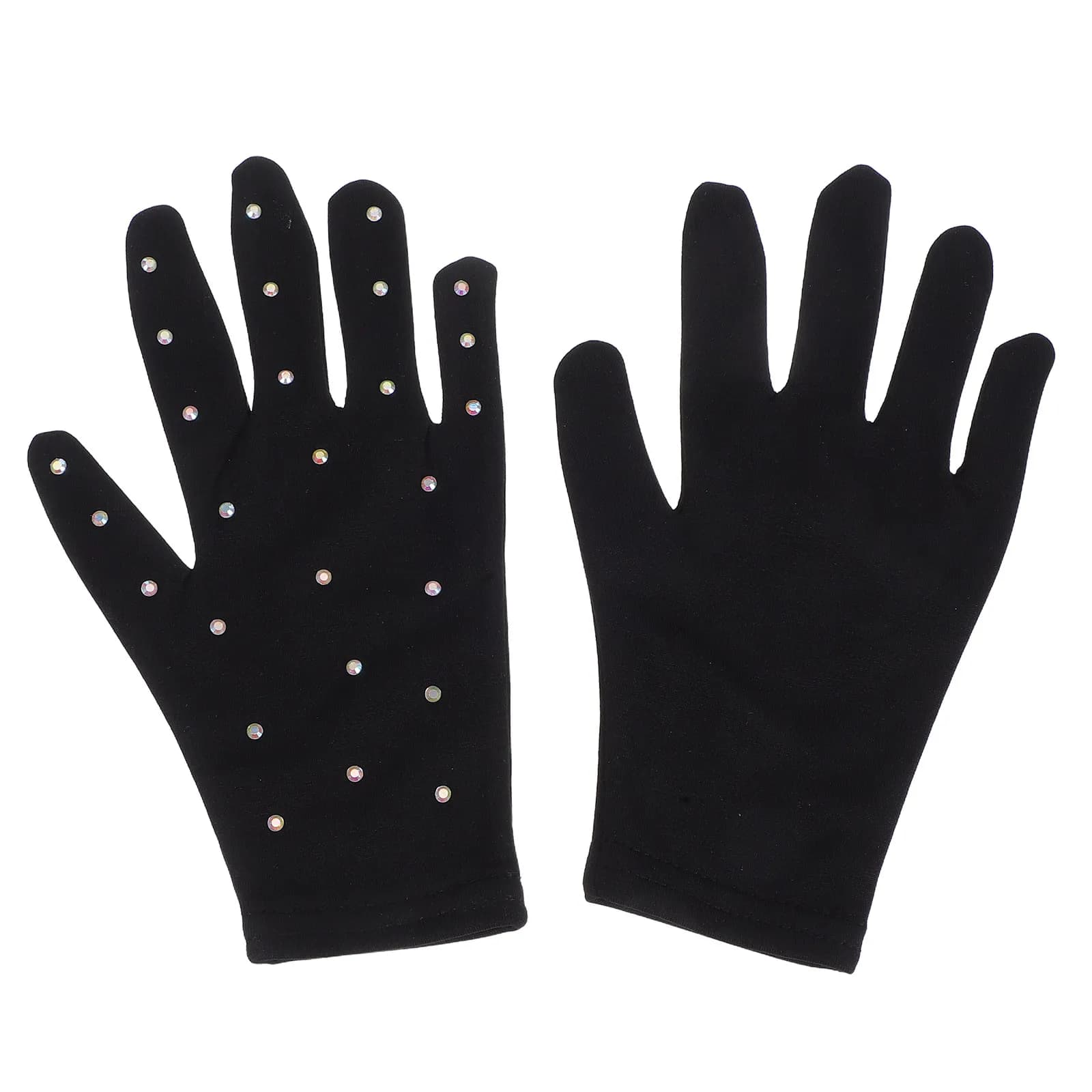 1 Paio di Guanti da Pattinaggio Artistico per Sport su Ghiaccio, Danza, Spettacoli, Feste, Decorati con Strass, Traspiranti