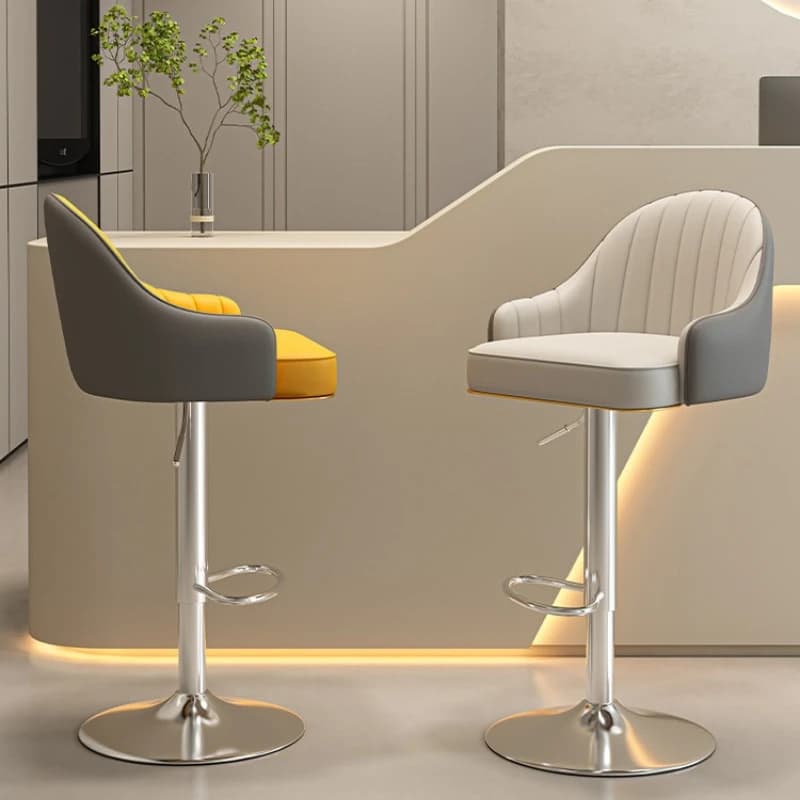 Modern and simple bar stool with backrest, soft cushion, swivel, height adjustable, comfortable for home, furniture for living room and bar