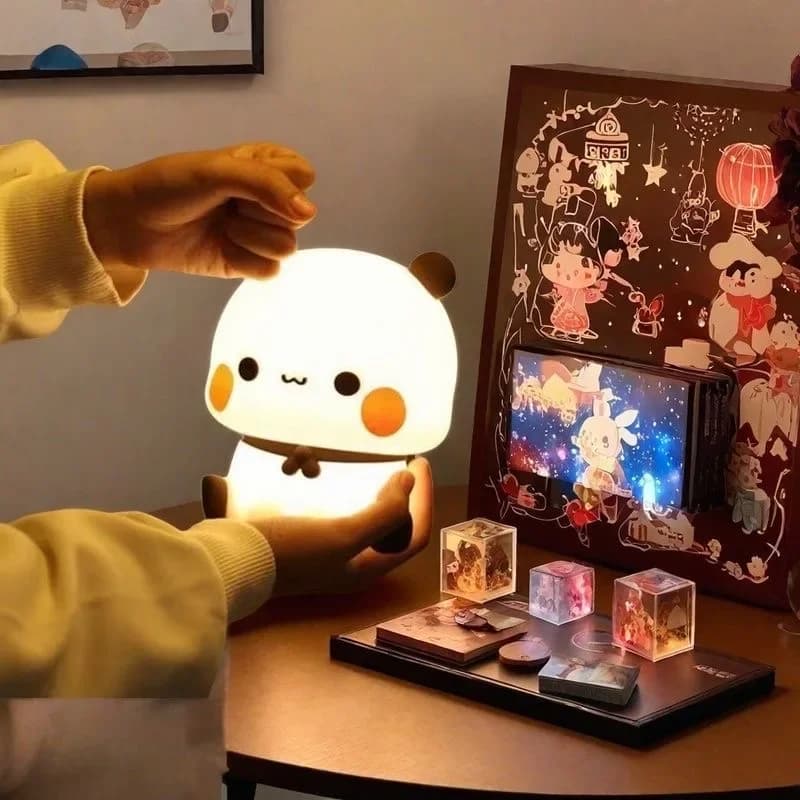 Panda Pat Led Night Light Bubu e Dudu Simpatico animale Cartoon Lampada per bambini Comodino Camera da letto Soggiorno Decorativo Orso Kawaii Gi
