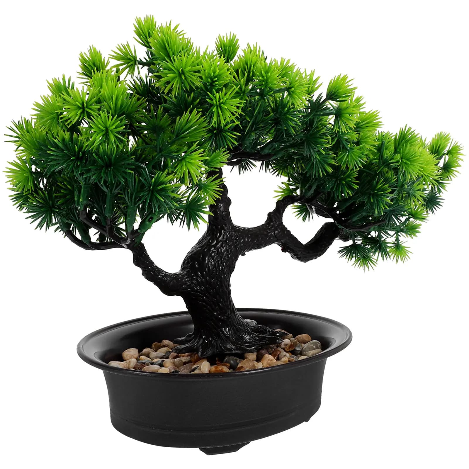 Albero Bonsai Artificiale Realistico, Pino Finto in Vaso, Decorazione da Scrivania per Casa e Ufficio, Ornamento in Resina