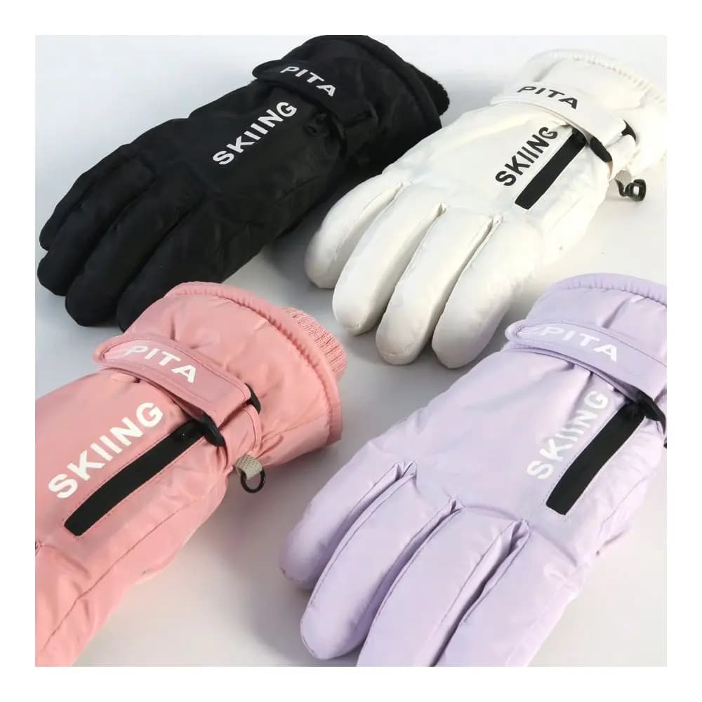 Pair Womens Warm, Waterproof, Windproof Gloves With Touch Screen Fingers And Zipper On The Back, Suitable For Motorcycle, Skiin