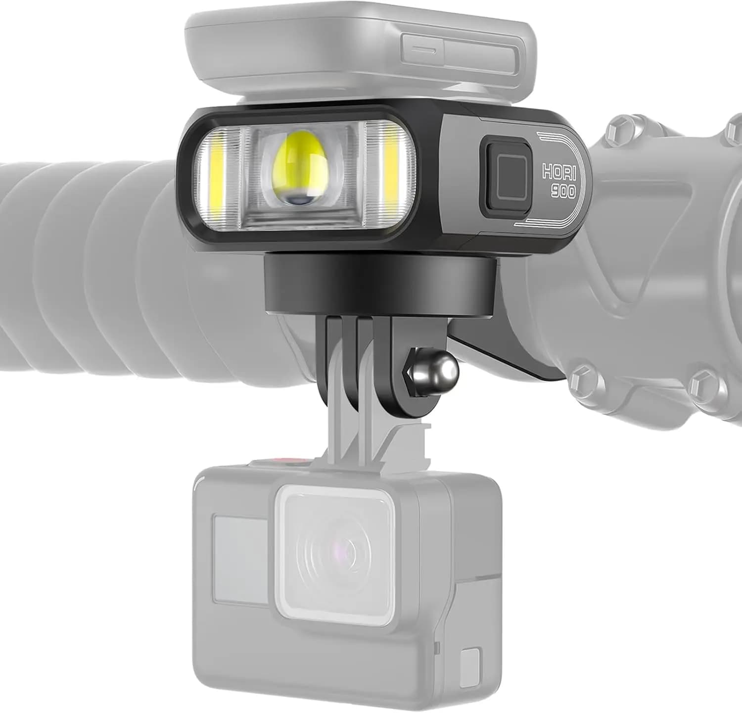 Hori 900, 900 lumen bike light, USB-C charging, IPX6, waterproof compatible with Garmin/Wahoo