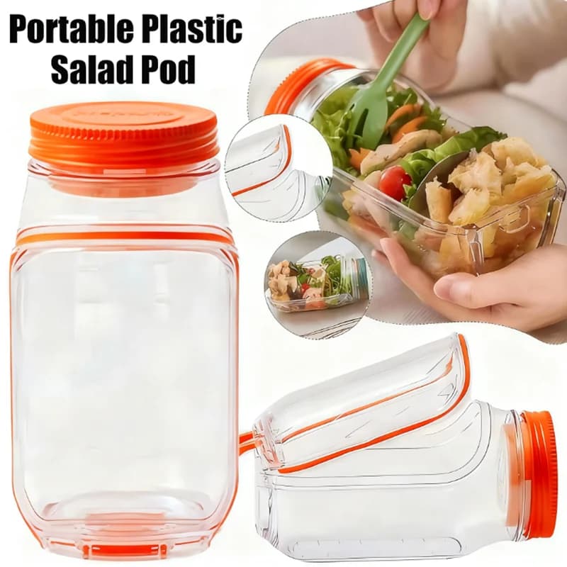 Cialde per insalata a prova di perdite con coperchio con apertura laterale Contenitore per insalata in plastica per picnic Home Office Barattolo di frutta portatile per colazione