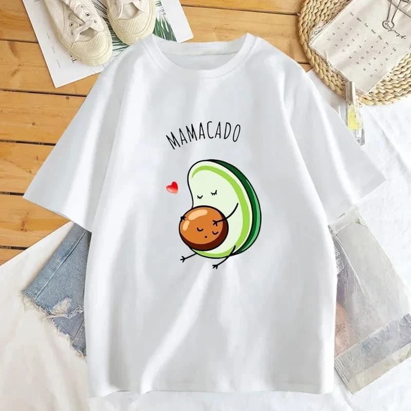 T-shirt da donna e uomo, divertente maglietta con avocado, papacado, mamacado, estiva a maniche corte, abbigliamento donna