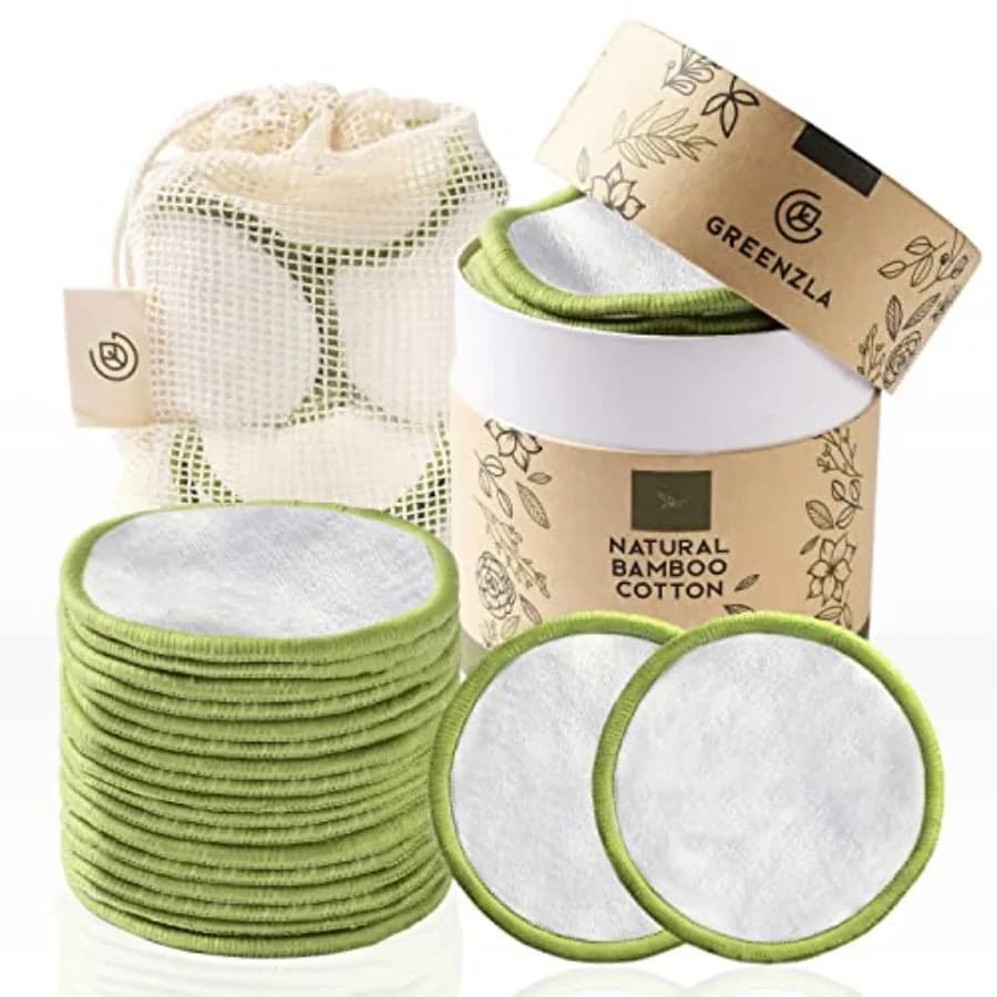 Reusable Makeup Remover Pads 20 Pack Washable Laundry Bag Round Box for Storage, Reusable Bamboo Cotton Rounds for All Skin Typ