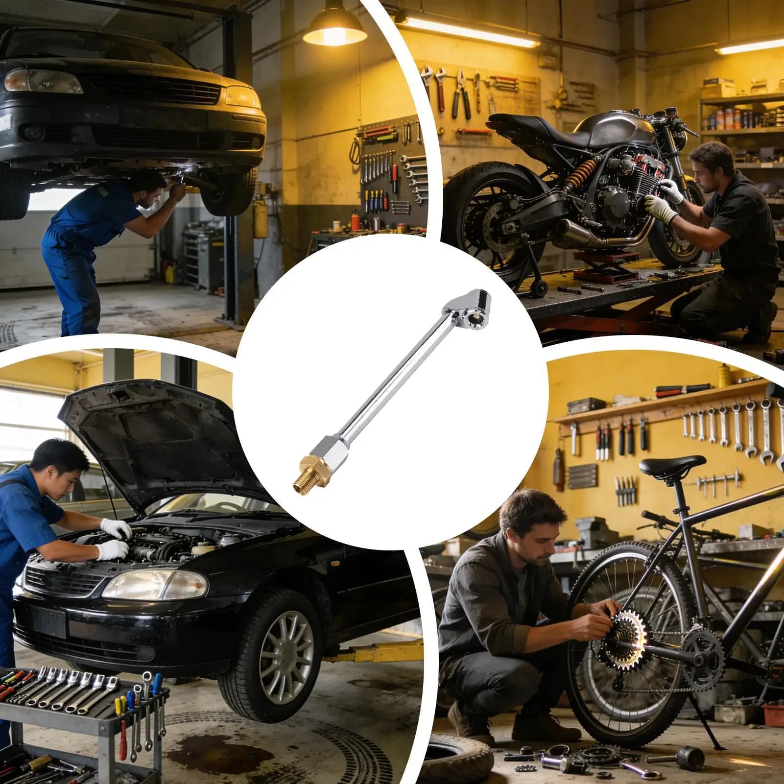 Gonfiatore per pneumatici portatile resistente con attacco antiperdita e bloccaggio, per auto, camion, camper, SUV, bici