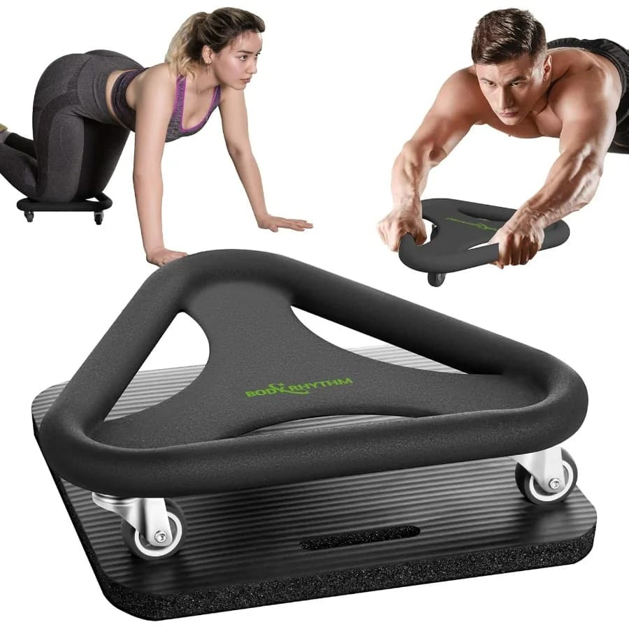 Training trainer for the strength of the abdominal and central underwire, exercise machine with rollers for abdominal wheels with knee pad for gym workout at home.