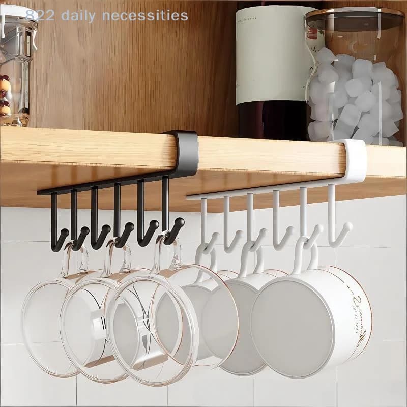 convenient1PC iron hook Kitchen Storage Rack 6 Hooks Wall Hanging Organizer Cup Mug Holder For Home Kitchen Bathroom