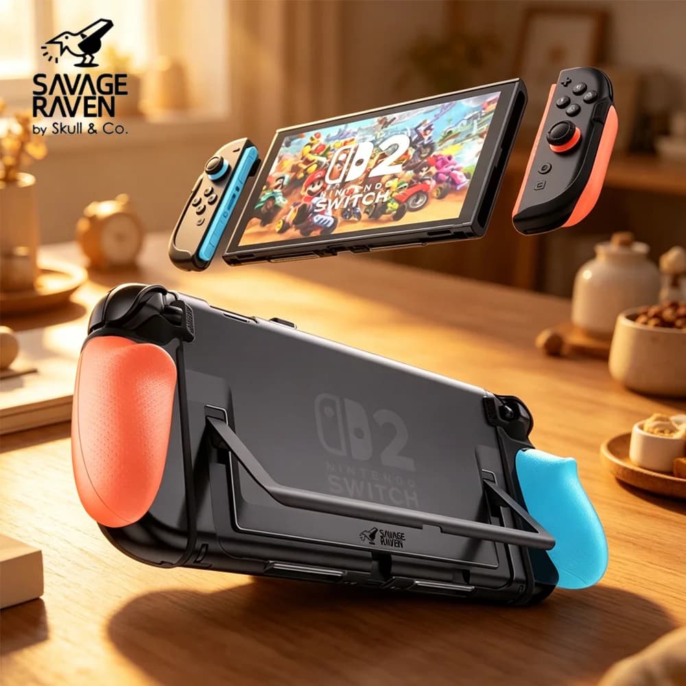 Savage Raven di Skull & Co. FissionGrip: Custodia Protettiva Divisibile Rivoluzionaria Dockabile per Nintendo Switch 2 e Accessori