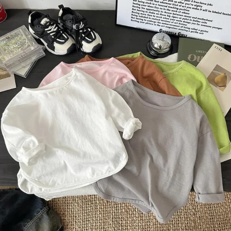 2026 Toddler Girls and Boys 100% Cotton Base Layer Long Sleeve T-shirt Versatile Tee Kids Casual Bottoming Shirt for Daily Wear