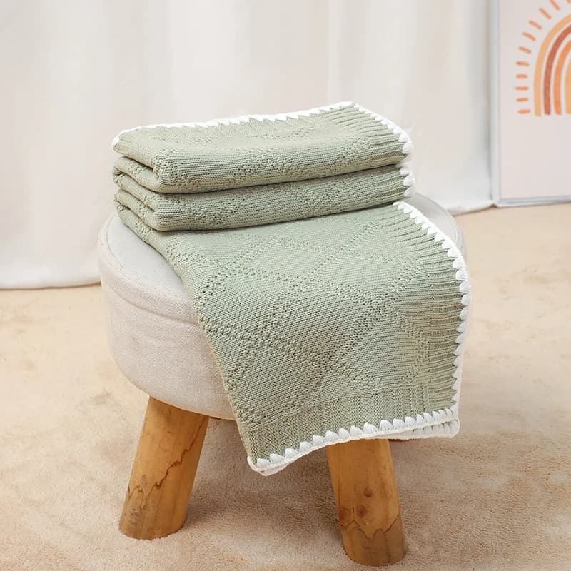 Coperta per Neonati in Maglia, per Bambini e Bambine, 90*70CM, per Culla e Passeggino, Avvolgente, Morbida, Tinta Unita o a Quadri, Sacco Nanna alla Moda