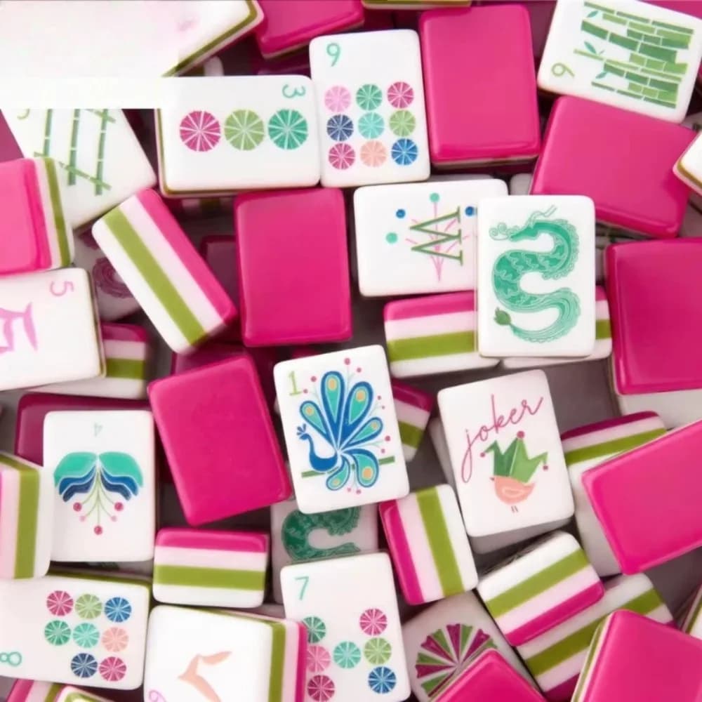 Local US Stock Pink 4-Layer Acrylic Mahjong Set, Foldable Waterproof Portable Design, Ready To Ship
