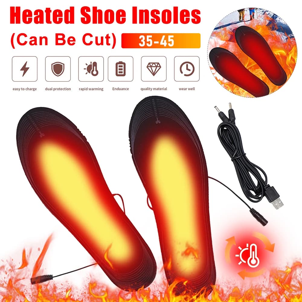 1-4 paia solette riscaldate elettriche riscaldamento USB calzino caldo tappetino tagliabile solette riscaldate elettriche sottopiede termico invernale per esterno