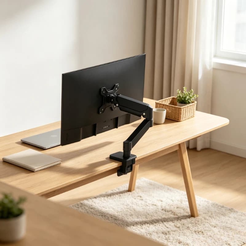 Gas Spring Monitor Mount Stand, Adjustable Swivel Desk Arm Bracket for Computer, Ergonomic Holder with Tilt, Pivot & Rotation.