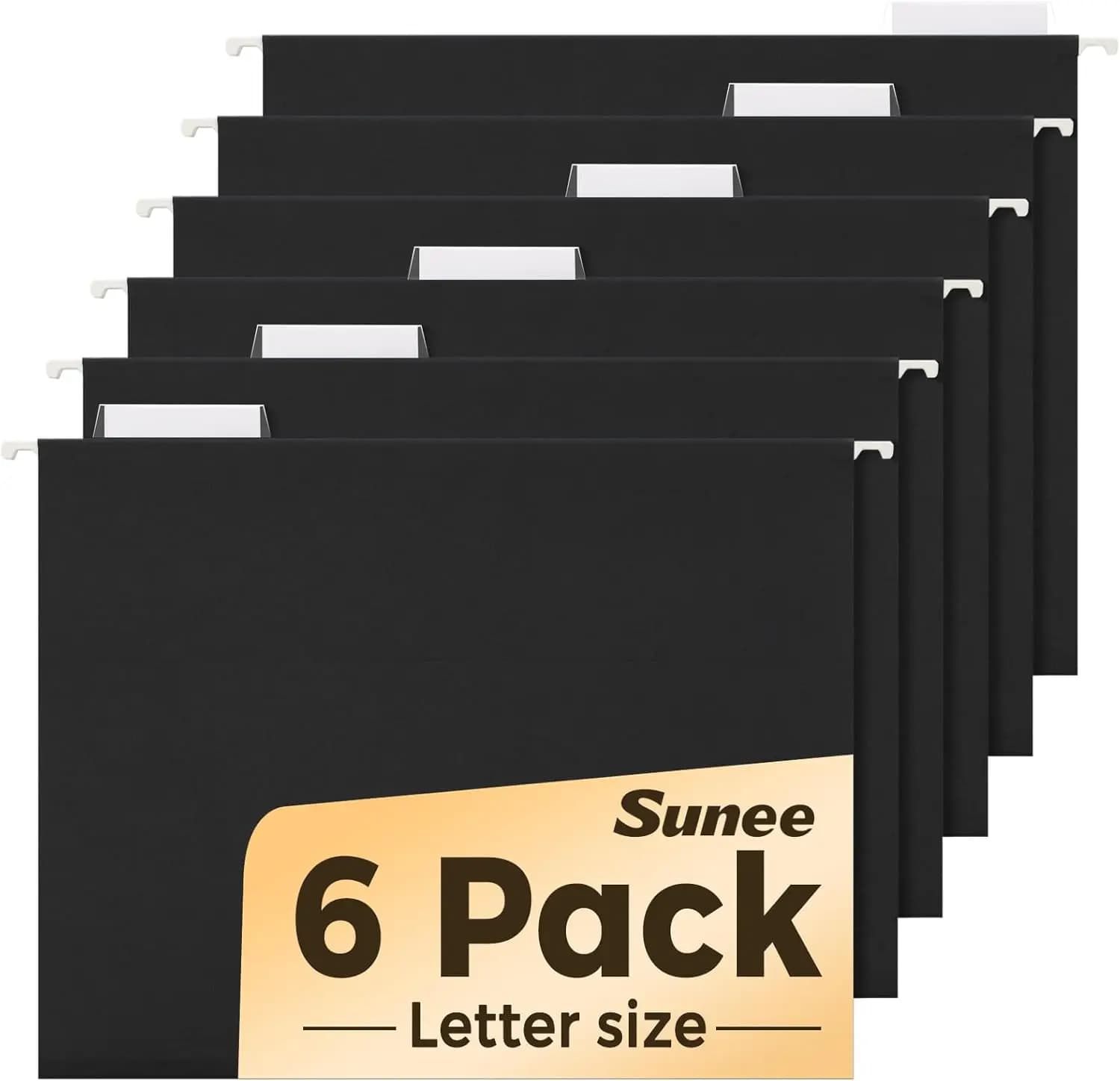 6 Pack Hanging File Folders,Hanging File Folders Letter Size with 1/5-cut Tabs,Black Folders,Stay Organized for Your Home and Office Bulk File and Documents