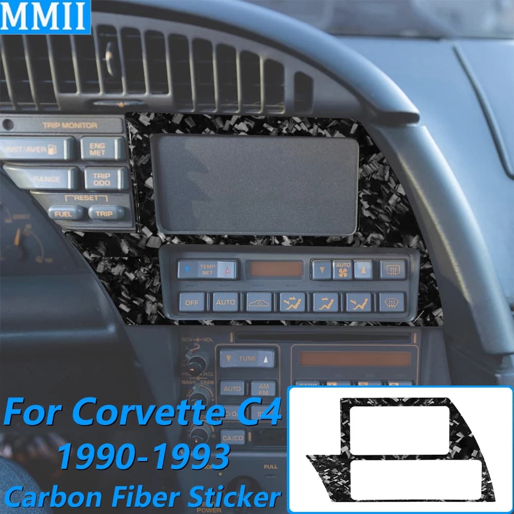 For Chevrolet Corvette C4 1990-1993 Forged Carbon Fiber Central Air Conditioning Screen Panel Cover Trim Car Accessories Sticker