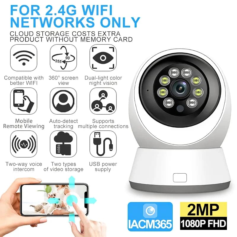 Telecamera WiFi Smart Home per Interni, Videocamera IP Wireless di Sorveglianza con Rilevamento AI, Tracciamento Automatico, Monitoraggio di Sicurezza per Bambini