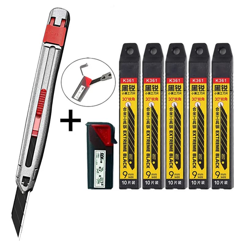 Coltello di Sicurezza TOFAR per Taglio Vinile, Lama Nera da 9mm, Strumento per Pellicole Oscuranti Finestre Auto, Adesivi e Carta, con Scatola Porta Lame
