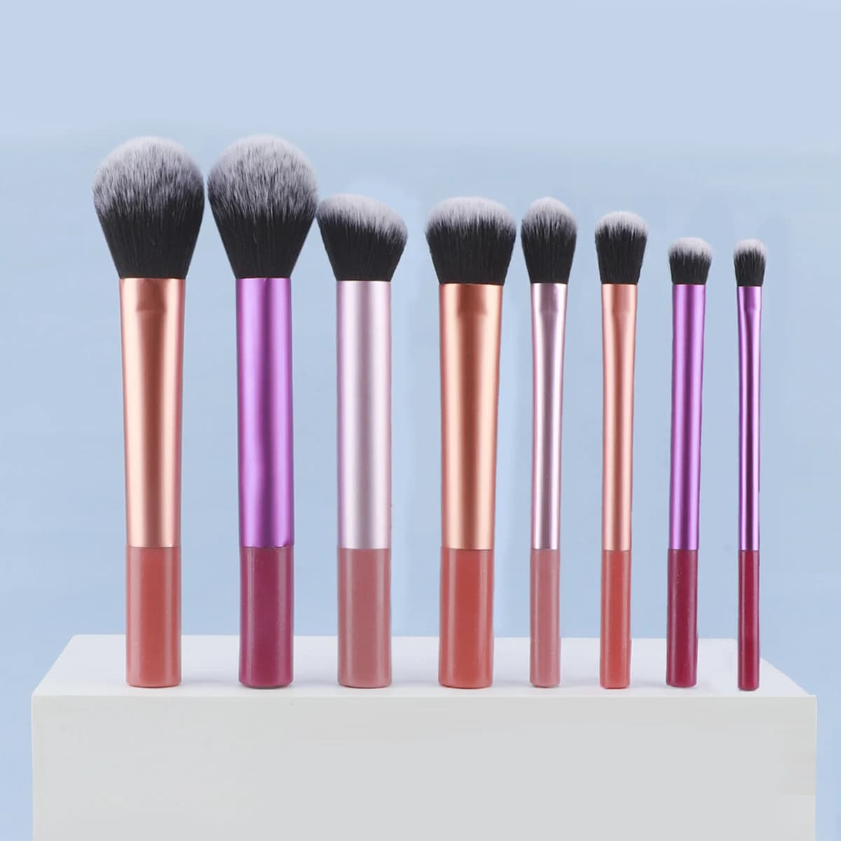 8Pcs Soft Synthetic Hair Makeup Brush Kit Foundation Blush Eyeshadow Mixed Color Cosmetic Tools Gift For Girlfriend