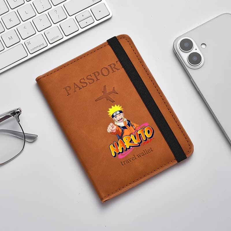 Porta passaporto RFID Naruto Man, portafoglio da viaggio maschile, organizer per documenti, porta documenti impermeabile con cartoni animati anime, regalo per passaporto, nuovo