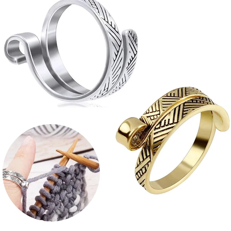 Anello per maglieria anello aperto regolabile fettuccia gioielli lana all'uncinetto per maglieria Finger Wear strumenti guida per filati ditali accessorio per cucire
