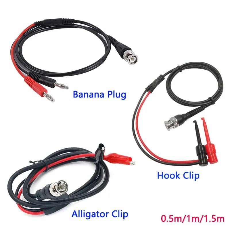 Coaxial cable BNC double banana plug Clip with crocodile hook Stackable test probe Aging resistant for oscilloscope signal