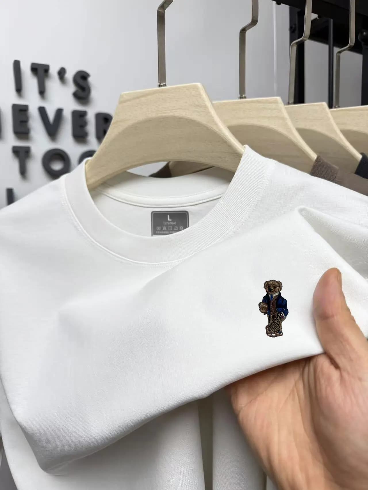 Summer high-end brand exquisite embroidered logo T-shirt for men, round neck, loose, breathable, casual, versatile short-sleeve