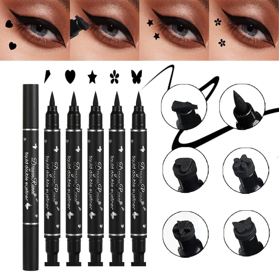 Eyeliner with double end seal Water resistant liquid eyeliner pen without drooping Quick drying Waterproof and sweat resistant Not easy to deburring Eyeliner liquid sealing