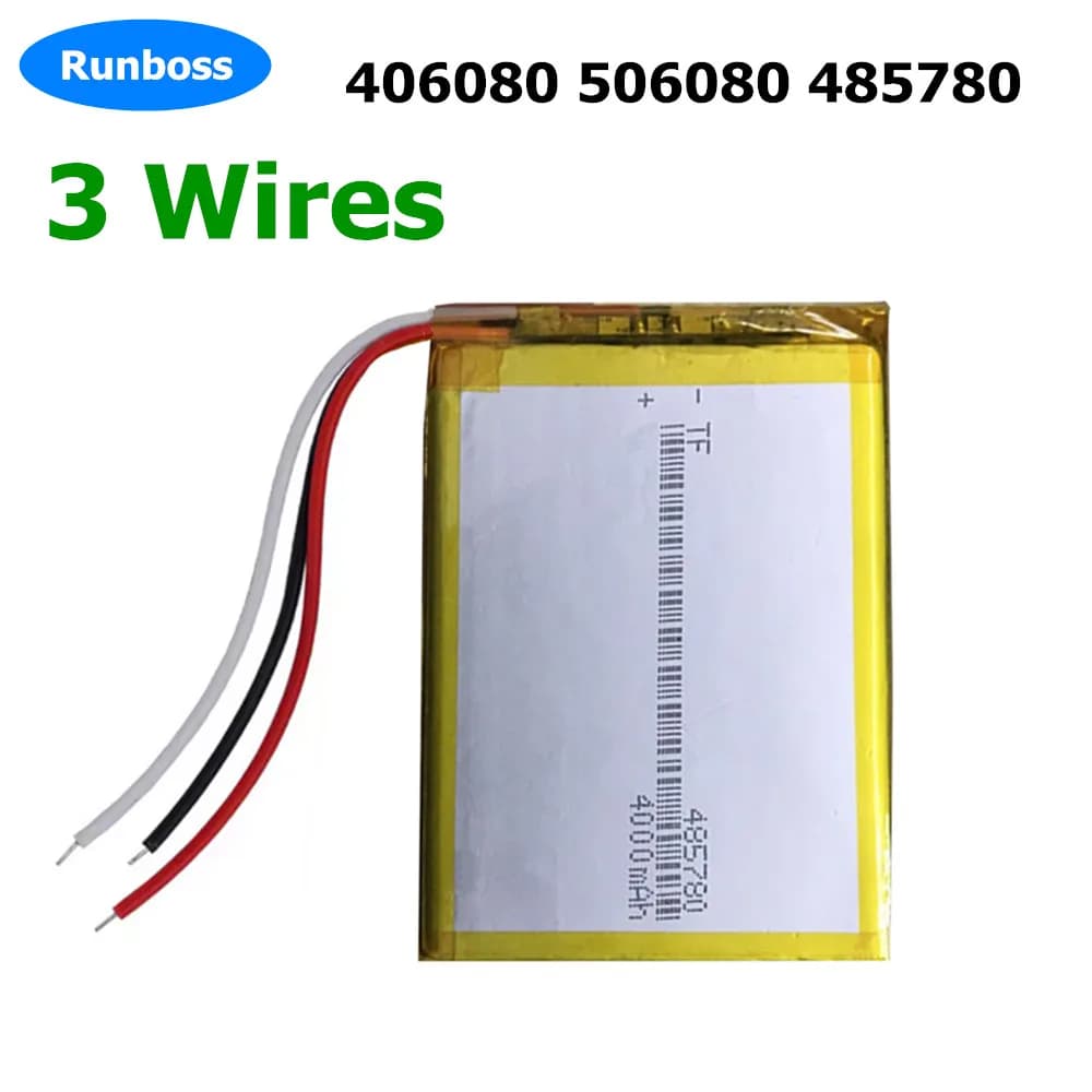 Nuovo 3,7 V 4000 mAh 406080 506080 485780 Per libro elettronico E-Book Crema Sound Phone Tablet 7 8 Batteria sostitutiva MP3 da 9 pollici