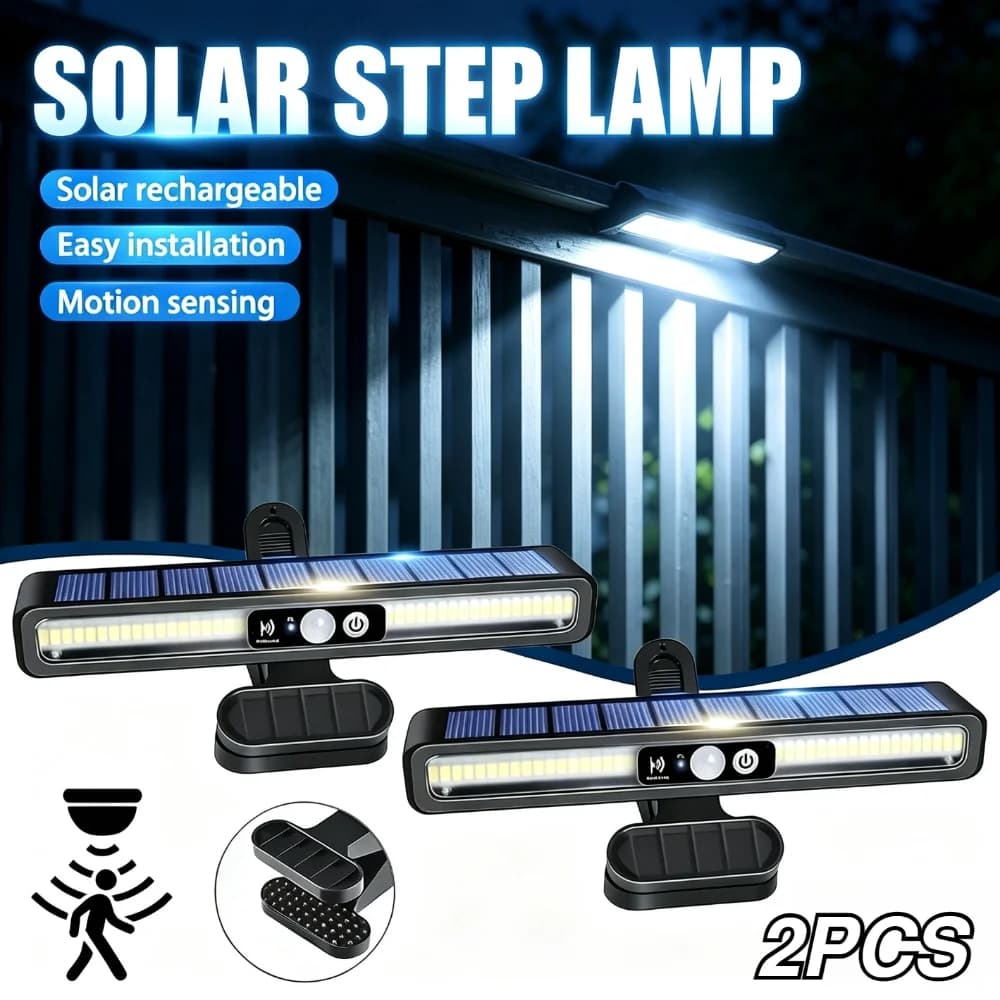LED Solar Motion Sensor Light Outdoor Garden Clip on Solar Fence Lantern Portable Waterproof Security Energy Efficient Wall Lamp