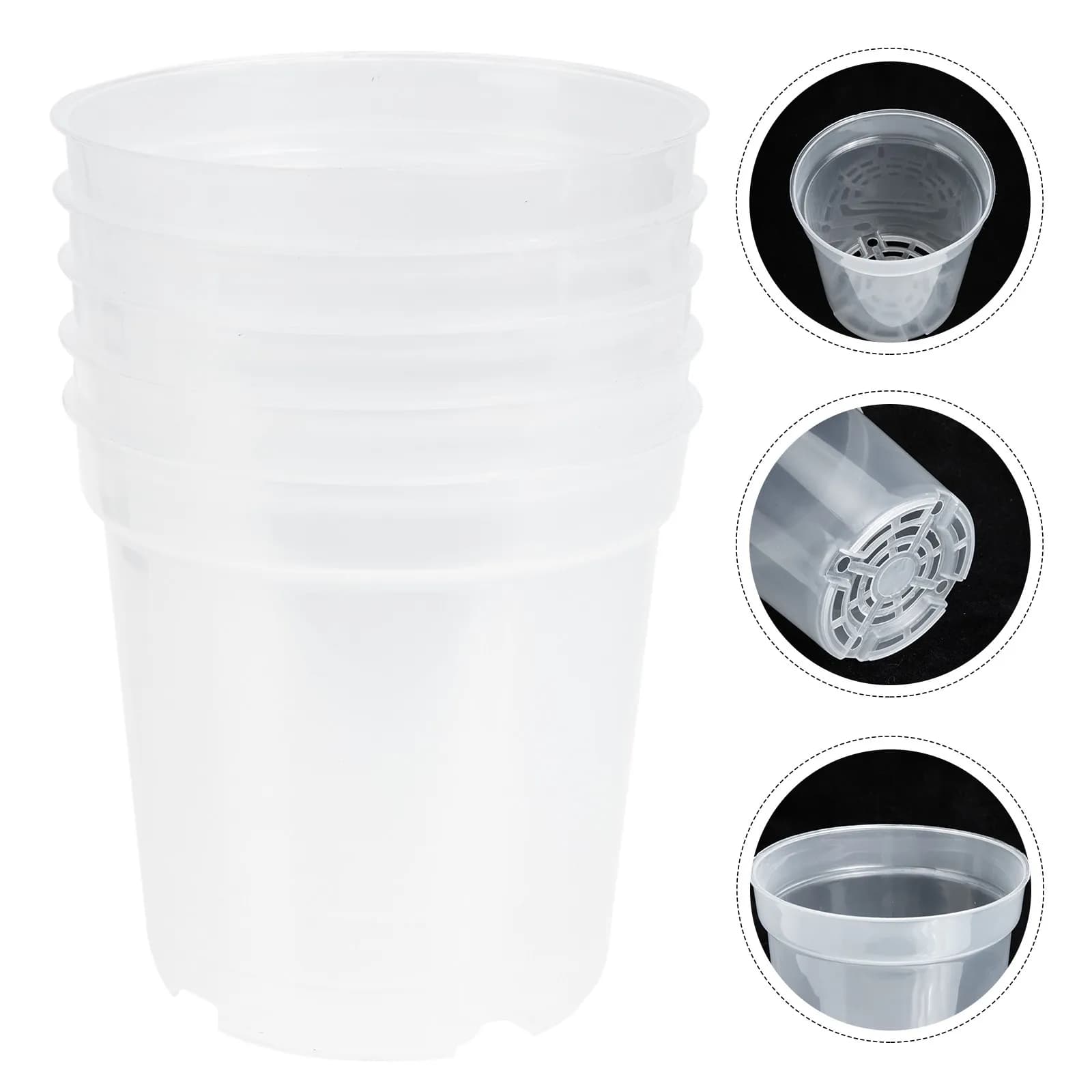 Set of 5 Transparent Plastic Vases for Plant Propagation, Semi Germination, Radical Development, Human Microclimate and Hot