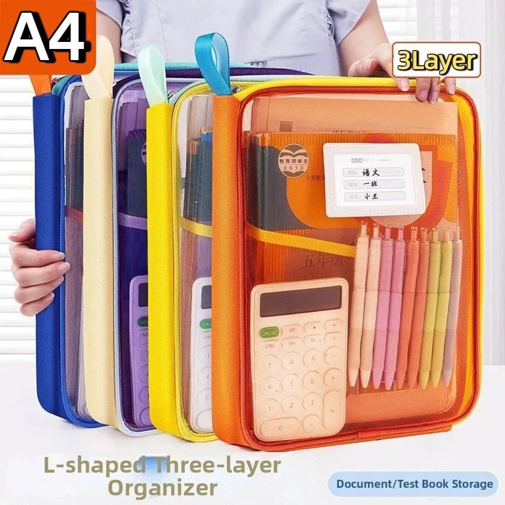 Borsa per smistamento Borsa per carta di prova per dopamina Borse a rete con cerniera visibile a 3 strati Borsa per cartelle di file A4 addensata Forniture per ufficio scolastico