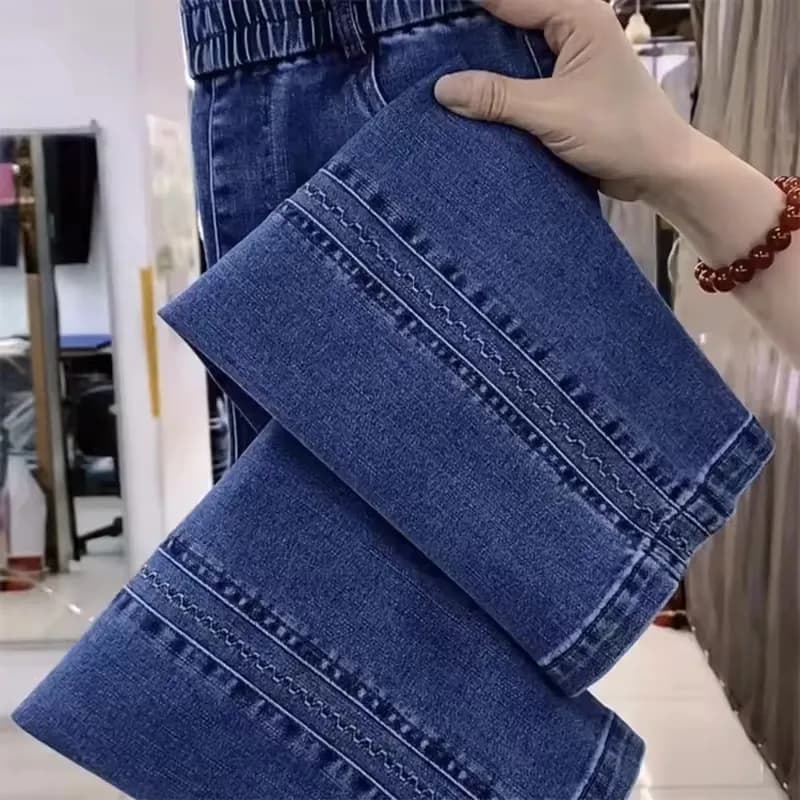 Jeans donna moda 2025 nuova primavera autunno coreano selvaggio elastico in vita pantaloni in denim dritti pantaloni femminili femminili