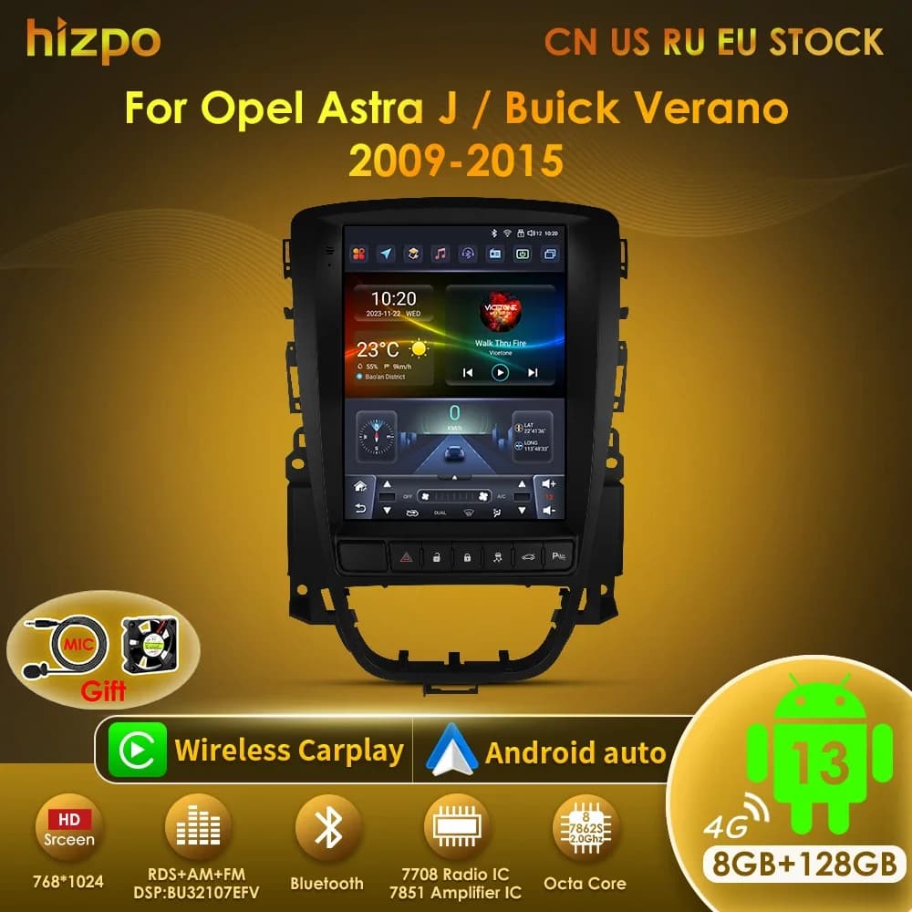 Hizpo 9.7 "autoradio per Opel Astra J Buick Verano 2009 - 2015 lettore multimediale con schermo verticale 2 Din GPS Carplay Auto Stereo