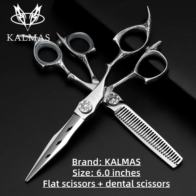 Forbici per Capelli KALMAS 6 Pollici, Forbici Giapponesi in Acciaio Inossidabile per Parrucchieri, Forbici Sfilzatrici per Barbieri, Dropshipping