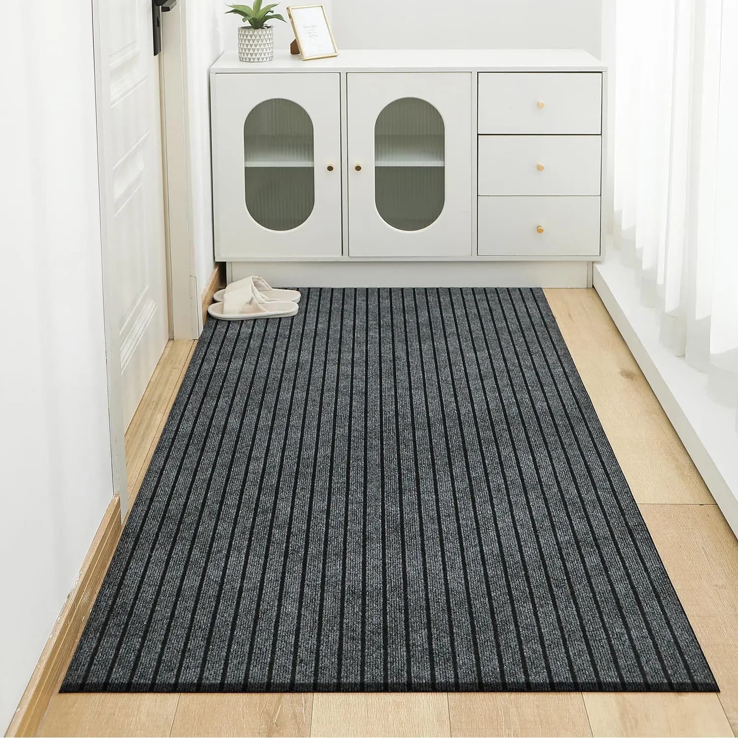 Tappetino quadrato moderno e minimalista-resistente, resistente alle macchie/allo sbiadimento, supporto in gomma antiscivolo, lavabile in lavatrice per interni/esterni
