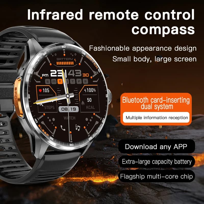 H100 Smart Watch 1.8inch Amoled large Screen 190° Rotating Camera GPS Position Health monitoring Whatsapp Tiktok Smartwatch